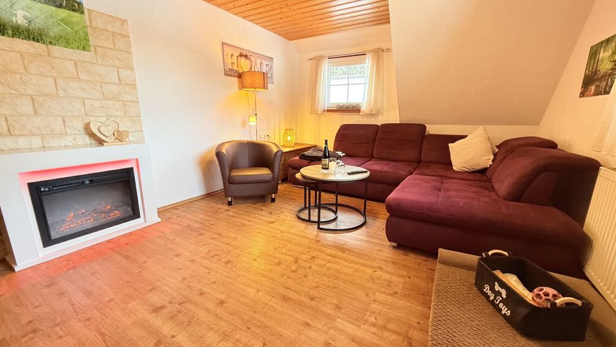 gemütliches Wohnzimmer mit Elektrokamin